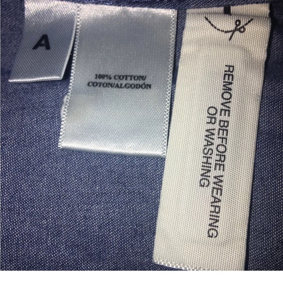 Ann Taylor Denim Off The Shoulder Cotton Blouse Size Large - Picture 8 of 9